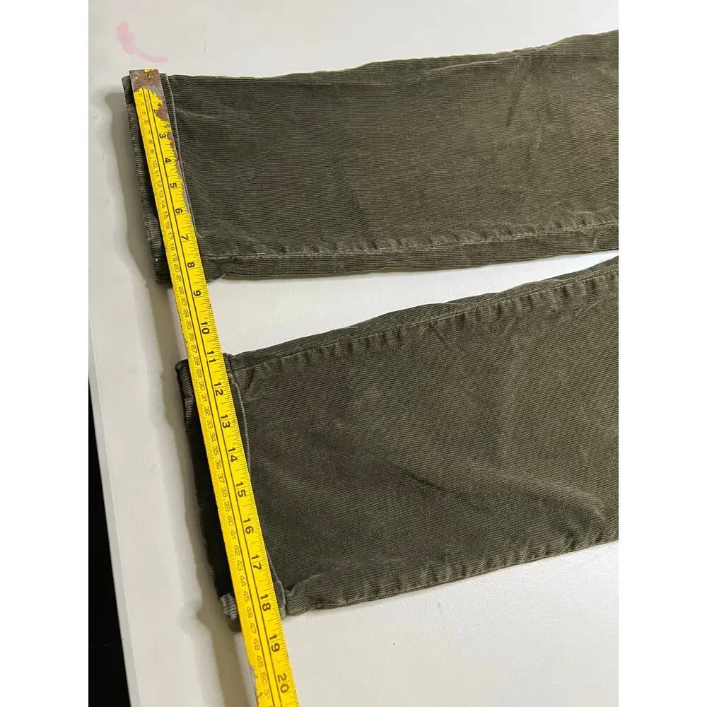 Vintage Polo Ralph Lauren HammonvCorduroy Pants Green Brown Pleated Cuffed 34/32